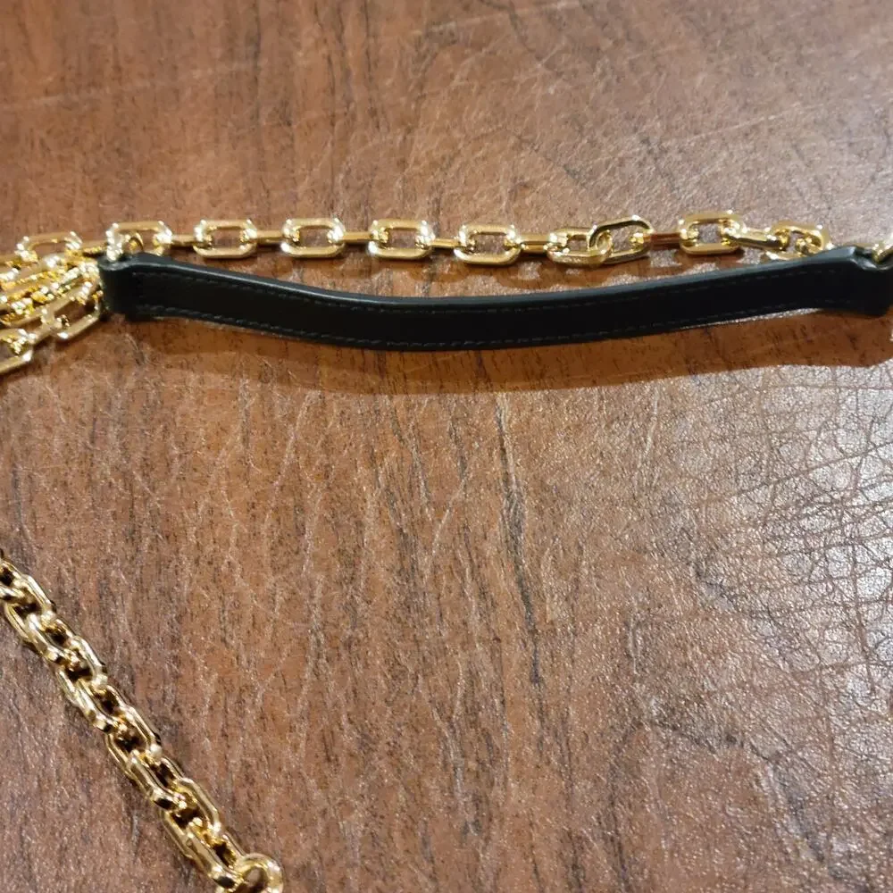 Tory Burch Black Gold tone Chain Leather Shoulder Bag Wristlet/Wallet combo